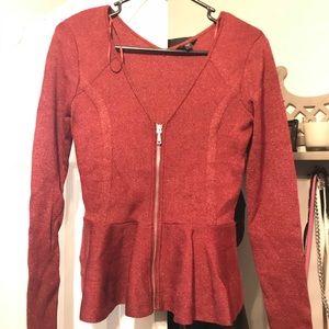 Guess red/maroon long sleeve peplum top